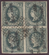 PHILIPPINES. C.1870-1- HPN. Ed 20N (x4). 6 2/8c Verde Bloque De 4 Sobre Vertical Abajo Arriba Mat Puntos Buenos Margenes - Filipinas