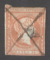 PHILIPPINES. 1862. Ed 10º 5c Rojo Claro. La Rara Plancha Mucho Mas Escasa Que Reflejada En El Catalogo Mat Pluma Cruz. - Filipinas