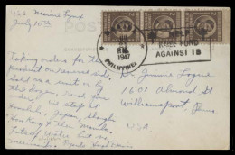 PHILIPPINES. 1947 (21 July). Manila - USA. T Slogan Cancel Fkd Env USS Marine Lynx. VF. - Philippinen