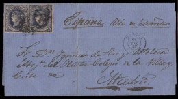 PHILIPPINES. 1867 (22 Dec). Manila - Madrid / Spain. E Fkd 12 1/8c Horiz Tied Grill. Via French Port Marseille. Fine. - Filipinas