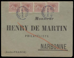 PHILIPPINES. 1895 (16 April). Lingayen - France (20 May). Env Fkd 2c Carmin Vert Strip Of Four, Tied Blue Cds. Via Manil - Philippines