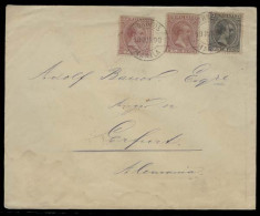 PHILIPPINES. 1890 (18 June). Manila - Germany (25 July). Env Fkd 2c Carmin X2 Scarce 5c Violet Black, Tied Cds (RRR). Ra - Philippinen