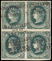 PHILIPPINES. 1869. 20N* (4). HPN. 6 2/8c Verde. Bloque De 4 Nuevo Con Goma Original, Buenos Margenes, Sobrecargado Al Me - Philippines