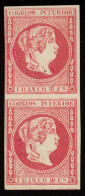 PHILIPPINES. 1863. Ed 12* (2). 10 Cuartos Carmin. Pareja Vertical Con Goma, Margenes Ctos. Muy Bonita. - Filipinas
