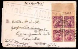 PHILIPPINES. 1932. Block Of Four With Reprint + Airmail. To Fla.USA + Letter Contains. Great. - Filippine