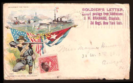 PHILIPPINES. 1898 (June 12). Spanish American War. US Patriotic, Ilustrated Cover. Soldier's Letter Mark New York Volunt - Philippines