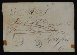 PHILIPPINES. PHILIPPINES. 1865, Aug.23rd. Stampless Official Cover To Capiz, With Black Oval Official Cachet And Endorse - Filippine