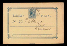 PHILIPPINES. PHILIPPINES. 1896, June 11th. 2c Peso Blue Postal Stationery Card Used To Camarines Cancelled By Blue Manil - Filippine