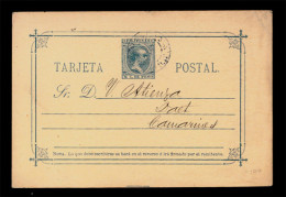 PHILIPPINES. PHILIPPINES. 1896, June 11th. 2c Peso Blue Postal Stationery Card Used To Camarines Cancelled By Blue Manil - Philippinen