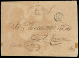 PHILIPPINES. SPANISH PHILIPPINES. 1866(Sept 1st). Official Cover To Manila With Superb Strike Of CAVITE-LUZON Cds In Bla - Filipinas