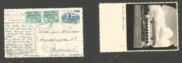 PERU. 1952 (7 Sept) Lima - Sweden, Stockholm. Air Multifkd Ppc Ovptd Values, Tied Cds. - Peru