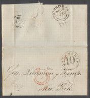 PUERTO RICO. 1862 (24 Sept). San Juan - USA, NYC. Via St Thomas - DWI. EL Full Text Red San Juan Crown Paid Circle (xxx) - Puerto Rico