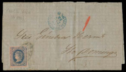 PUERTO RICO. 1865 (23 Dic). Playa Mayaguez - Sto Domingo / Republica Dominicana / Periodo Administracion Española. Carta - Puerto Rico