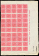 PUERTO RICO. 1882. Ed.55º. 1/2 M.rosa. Bloque De 50 Sellos Con DOBLE Impresión. Parte Superior Pliego, Con Doble Numerac - Puerto Rico