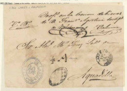 PUERTO RICO. 1862 (20/Sep).  Lares A Aguadilla.  Marca (azul) De "ALCALDIA DE LARES" Y Porteo 1/2 A. - Puerto Rico