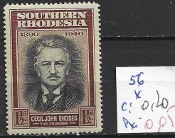 RHODESIE DU SUD 56 * Côte 0.20 € - Southern Rhodesia (...-1964)