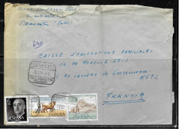 CC55 - ESPAGNE - LETTRE RECOMMANDEE DE VILLAMARTIN DU 25/01/68 POUR METZ - Cartas & Documentos