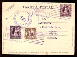 SALVADOR, EL. 1934. El Salvador - UK. Stat. Card + Adtls. Airmail. - El Salvador