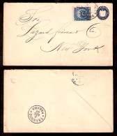 SALVADOR, EL. 1895. 5 Cts Blue Stat Env + Adtl, Tied "PANAMA / Transit, Addressed To USA. - El Salvador
