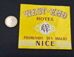 C7/3 - Hotel West - End * Nice * France * Luggage Lable * Rótulo * Etiqueta - Etiquetas De Hotel