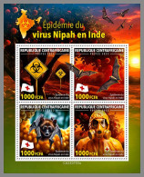 CENTRAL AFRICAN 2023 MNH Nipah Virus In India Red Cross Rotes Kreuz M/S – OFFICIAL ISSUE – DHQ2412 - Red Cross