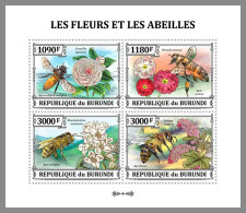 BURUNDI 2023 MNH Flowers Bees Blumen Bienen M/S – IMPERFORATED – DHQ2412 - Abejas