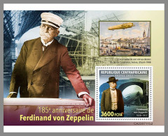 CENTRAL AFRICAN 2023 MNH Ferdinand Von Zeppelin Airship S/S II – IMPERFORATED – DHQ2412 - Zeppeline