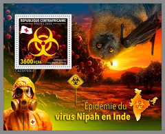 CENTRAL AFRICAN 2023 MNH Nipah Virus In India Red Cross Rotes Kreuz S/S I – IMPERFORATED – DHQ2412 - Croce Rossa