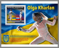 CENTRAL AFRICAN 2023 MNH Olga Kharlan Sabre Fencer Säbelfechterin S/S I – IMPERFORATED – DHQ2412 - Escrime