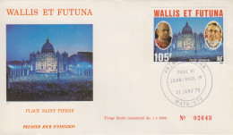 Enveloppe  FDC  1er  Jour    WALLIS  Et  FUTUNA     Papes    PAUL  VI   Et    JEAN  PAUL  1er      1979 - FDC