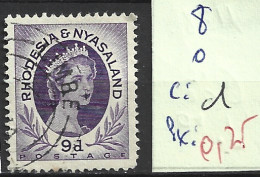 RHODESIE & NYASALAND 8 Oblitéré Côte 1 € - Rhodésie & Nyasaland (1954-1963)