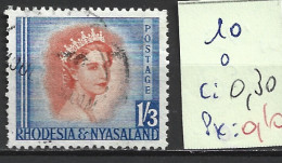 RHODESIE & NYASALAND 10 Oblitéré Côte 0.30 € - Rodesia & Nyasaland (1954-1963)