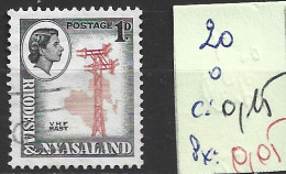 RHODESIE & NYASALAND 20 Oblitéré Côte 0.15 € - Rhodésie & Nyasaland (1954-1963)