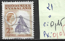RHODESIE & NYASALAND 21 Oblitéré Côte 0.15 € - Rhodesië & Nyasaland (1954-1963)