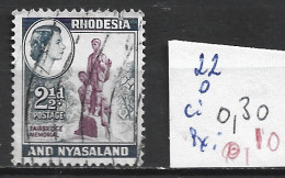 RHODESIE & NYASALAND 22 Oblitéré Côte 0.30 € - Rhodesia & Nyasaland (1954-1963)