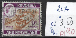RHODESIE & NYASALAND 25A Oblitéré Côte 3.50 € - Rhodesia & Nyasaland (1954-1963)
