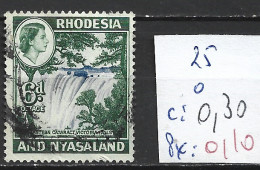 RHODESIE & NYASALAND 25 Oblitéré Côte 0.30 € - Rodesia & Nyasaland (1954-1963)