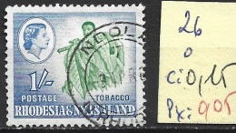 RHODESIE & NYASALAND 26 Oblitéré Côte 0.15 € - Rhodesien & Nyasaland (1954-1963)