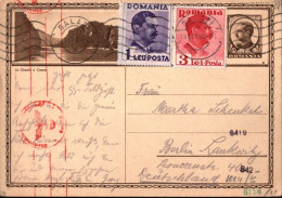 ! 1940 Censored Postal Stationary From Galati, Romania To Berlin, OKW Zensur, Rumänien, Ganzsache - Covers & Documents