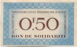 FRANCE - BON DE SOLIDARITE PETAIN DE 50 CENTIMES - Notgeld