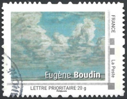 Montimbramoi  Eugène BOUDIN: Nuages Blancs  Lettre Prioritaire : Timbre Oblitéré Sur Support - Usati