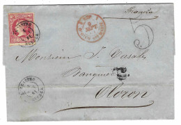 1861 - Letter From BARBASTRO ( Huesca ) Fr. Y & T N°49 To OLORON  + 5 C - Briefe U. Dokumente