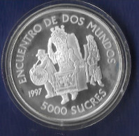 ECUADOR AÑO 1997 5000 SUCRES PLATA " ENCUENTRO ENTRE DOS MUNDOS" - Equateur