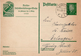 GERMANY WEIMAR REPUBLIC 1929 POSTCARD  MiNr P 187 SENT FROM BAMBERG TO ERLANGEN - Cartoline