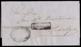 MEXICO - Stampless. 1865 (4 March). Sello Negro. Chichuahua To Hidalgo. Stampless EL Oval Chihuahua + "Franco" Box "2" O - México