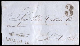 MEXICO - Stampless. 1856 (14 July). Hacienda De San Diego To SLP. EL Boxed "RIO VERDE / Julio 14" + "3". VF. - México