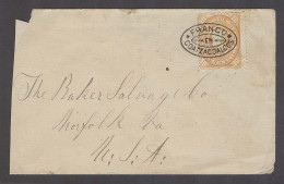 MEXICO. 1886 (Aug). Coatzacoalcos - USA (22 Aug). Env Fkd Medallion 10c Orange, Tied Doble Oval Otwn Franco Coatzacoalco - México