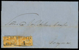 MEXICO. 1860 (29 May). Mazatlan - Guaymas. E Fkd 1856 1rl Pair / Box Date Ptº De Mazatlan. - México