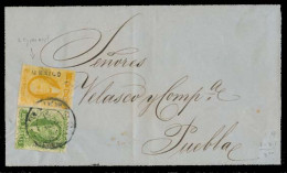 MEXICO. 1859 (13 Jan). DF - Puebla. E Fkd 1rl + 2rs With Diff Type Of Mexico Name / Cds. Fine Usage. - México