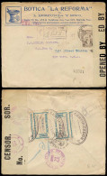 MEXICO. 1918. Yucatan / Merida - USA. Registered Ilust Censored Fkd Env, With 2 Post Office. Regi Label On Reverse Used  - Mexique